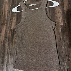 Mango Metallic Ribbed Tank Top